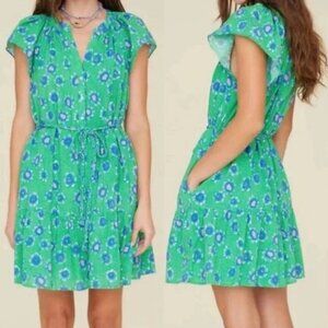 Xirena Jude Floral Green Poppy Dress with Belt and Pockets Size Medium